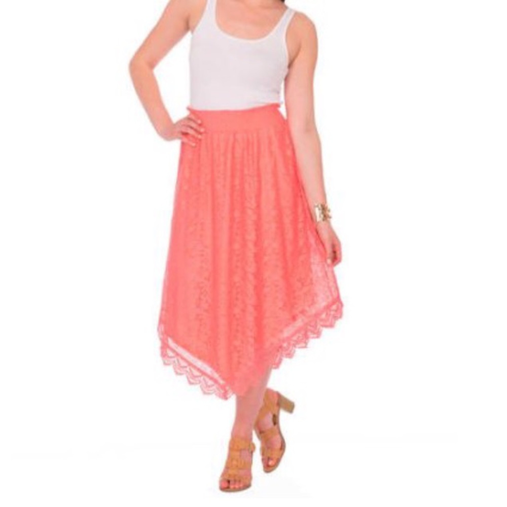 Woman's Crochet Coral Bohemian Skirt